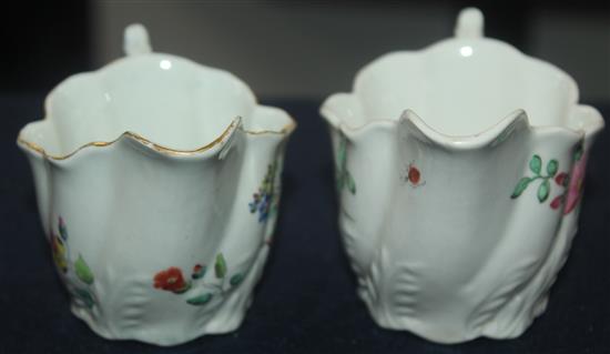 Two Worcester Low Chelsea ewers, c.1765, 7cm